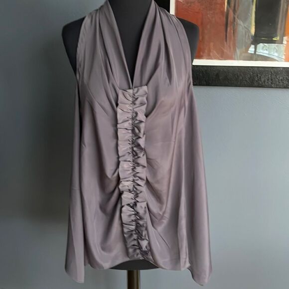 Pure Sugar steel gray center front ruffle strip silky halter. NWT. Medium. - Picture 1 of 7